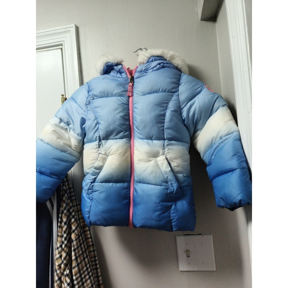 Girls 5 Snozu Pink/Blue/White Puffer Winter Coat Jacket Fleece Lining